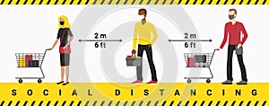 Social distancing and coronavirus covid-19 prevention. Keep at least two metres away from other people to protect yourself from ca