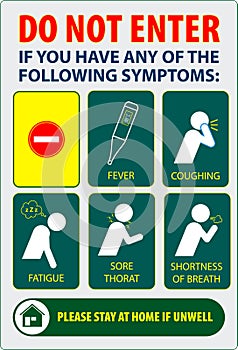 The social distancing or do not enter office poster or public health practices for   covid-19 or health and safety protocols