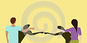 Social Distancing Fist Bump Greeting Vector