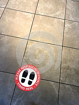 Social distancing floor sign