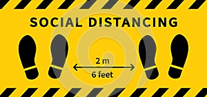 Social distancing. Footprint sign. Keep the 2 meter distance. Coronovirus epidemic protective. Vector