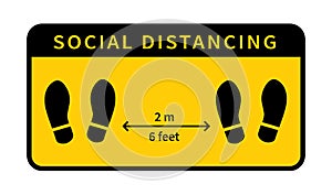 Social distancing. Footprint sign. Keep the 2 meter distance. Coronovirus epidemic protective. Vector