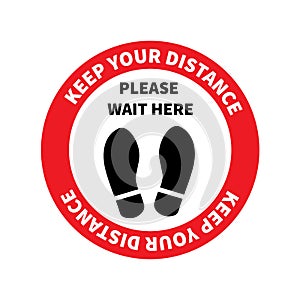 Social distancing. Footprint sign. Keep the 2 meter distance. Coronovirus epidemic protective. Vector
