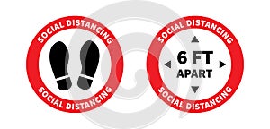 Social distancing. Footprint sign. Keep the 2 meter distance. Coronovirus epidemic protective. Vector