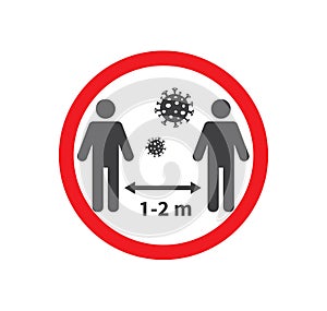 Social distancing icon. Keep the 1-2 meter distance. Coronovirus epidemic protective.