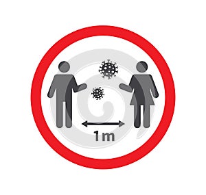 Social distancing icon. Keep the 1-2 meter distance. Coronovirus epidemic protective. Vector illustration