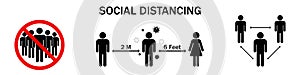 Social distancing icon. Quarantine and precautionary measures. Coronavirus 2019-ncov. Covid-19. Protect yourself and others.