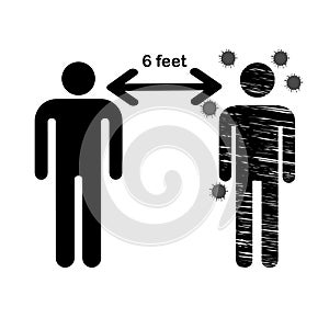 Social Distancing Icon Vector Illustration.. Maintain 6 feet distance from people concept
