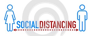 Social distancing icon with word