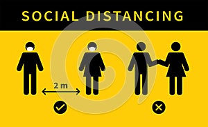 Social distancing. Keep the 2 meter distance. Coronovirus epidemic protective. Vector