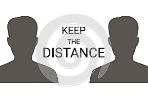 Social distancing, keep the distance. Recomendation to prevent spreading coronavirus. People keep the distance from each other.