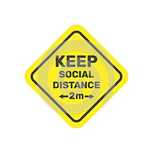 Social Distancing. Keep safe distance 2 metres icon. Warning Sign. Vector Image. EPS 10. photo