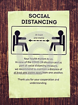 Social Distancing Measure Coronavirus Covid-19 Poster Print Notice