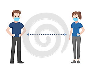 Social Distancing, People keeping distance for infection risk and disease