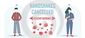 Social Distancing Quarantine, people surrounded by viruses. Social Distancing keeping distance for infection risk and disease