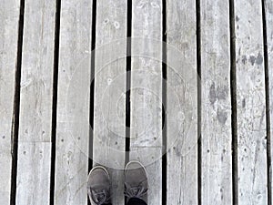 Social Distancing shoes on walkway