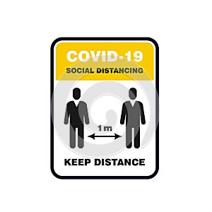 Social distancing sign, please keep distance, sign board