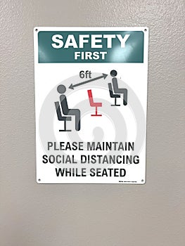 Social Distancing Sign Safety First