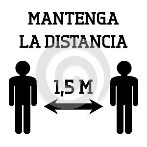 Social distancing sign in Spanish