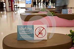 Social distancing while virus outbreak at Department store and mall for thai people and travelers strictly abide by the rule in