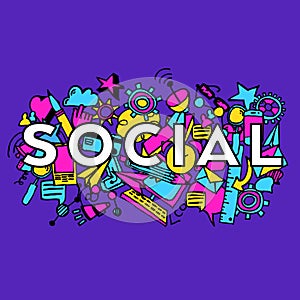 Social doddle vector background