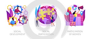 Social engagement abstract concept vector illustrations.