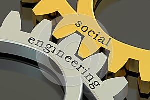 Social Engineering concept on the gears, 3D rendering