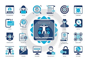 Social Engineering solid icon set photo