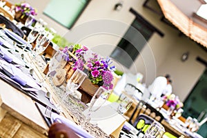 Social event table with floral centerpiece photo