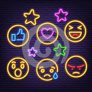 Social feedback neon icons