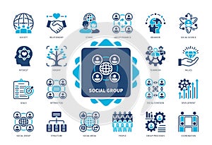 Social Group solid icon set