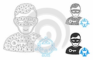 Social Hacker Vector Mesh Network Model and Triangle Mosaic Icon