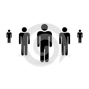 Social Human Team Leader Black Silhouette Icon. Group of People Symbol. Community Business Teamwork Icon. Crowd of