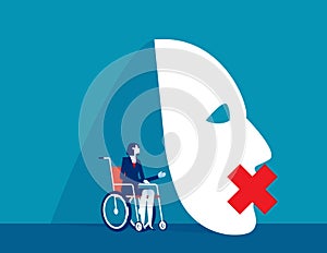 Social inequality for people with disabilities. Cartoon vector illustration