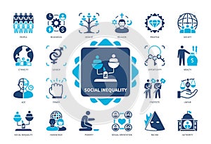 Social Inequality solid icon set