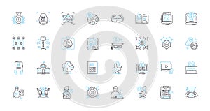 Social interaction linear icons set. Conversations, Relationships, Nerking, Collaboration, Empathy, Communication