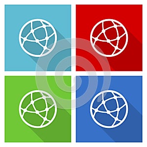Social, internet, communication, global technology icon set, flat design vector illustration in eps 10 for webdesign and mobile