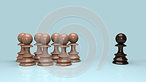 Social issue concept using chess pawns. 3D illustration