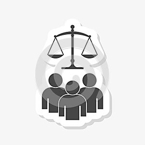 Social justice concept or class action lawsuit sticker icon