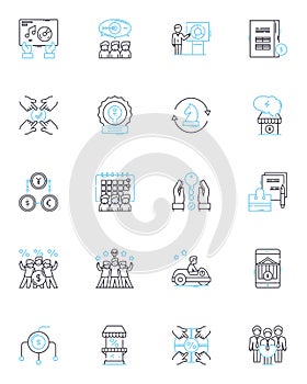 Social justice linear icons set. Equity, Equality, Diversity, Inclusion, Empowerment, Stereotypes, Discrimination line