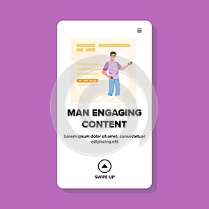 social man engaging content vector