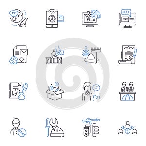 Social Marketing line icons collection. Branding, Engagement, Influence, Awareness, Analytics, Virality, Conversion photo