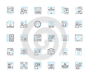 Social marketing linear icons set. Engagement, Viral, Hashtag, Influencer, Shareable, Memes, Engagement line vector and