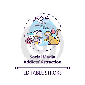 Social media addicts attraction concept icon