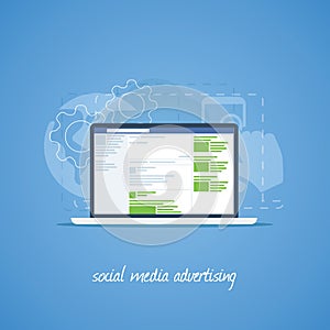 Social media advertising illustration for web, me