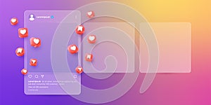 social media app interface post and emoji reaction illustration