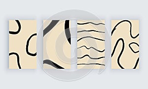 Social media backgrounds for stories with neutral abstract black freehand lines