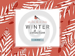 Social media banner template for advertising winter arrivals collection or seasonal sales promotion.