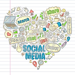 Social media, business, management vector icons. Internet marketing, communications.