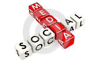 Social media buzzword in red and white